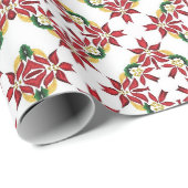 ポインセチア万華鏡のように千変万化するパターンパターンレッドグリーンホワイト ラッピングペーパー (ロールコーナー)