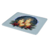 ポインセチア付きクリスマスキャンドルグロー カッティングボード (角)