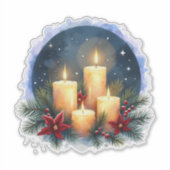 ポインセチア付きクリスマスキャンドルグロー シール (正面)