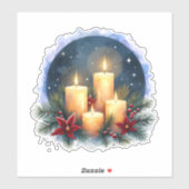 ポインセチア付きクリスマスキャンドルグロー シール (シート)