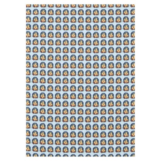 ポインセチア付きクリスマスキャンドルグロー テーブルクロス (正面)