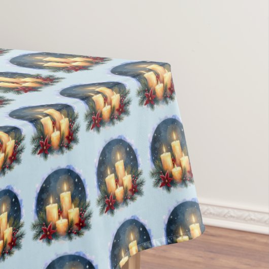 ポインセチア付きクリスマスキャンドルグロー テーブルクロス (インサイチュ)