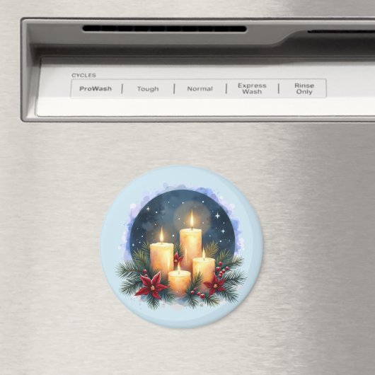 ポインセチア付きクリスマスキャンドルグロー マグネット (インサイチュ (食洗機))