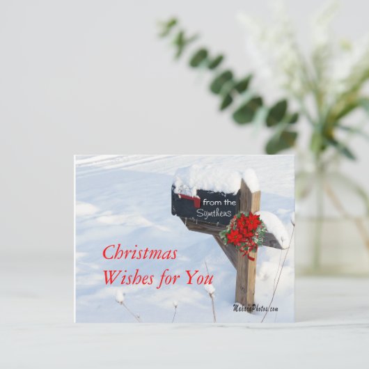 ポインセチア付きクリスマスメールボックスカスタマイズ- シーズンポストカード (スタンド正面)