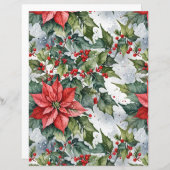 ポインセチア付きクリスマス&ウィンターホリー (正面/裏面)