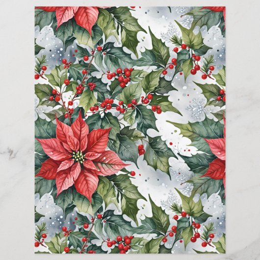 ポインセチア付きクリスマス&ウィンターホリー (正面)