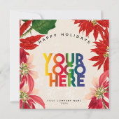 ポインセチア企業のビジネスロゴクリスマス シーズンカード (正面)