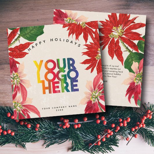 ポインセチア企業のビジネスロゴクリスマス シーズンカード