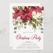 ポインセチア会社のクリスマスパーティー 招待状 (正面/裏面)