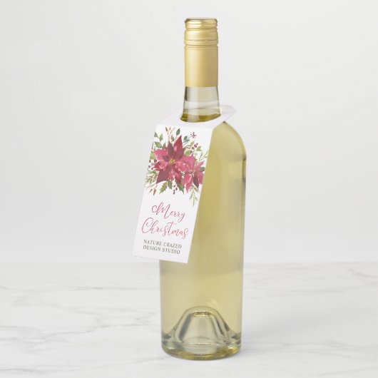 ポインセチア会社のクリスマス ボトルネックタグ (アングル)