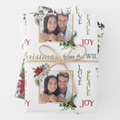 ポインセチア写真テンプレートラブピースジョークリスマス ラッピングペーパーシート (インサイチュ)