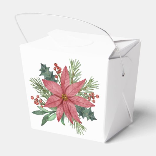 ポインセチア冬のウェディングレッドフローラクリスマス フェイバーボックス (裏面サイド)