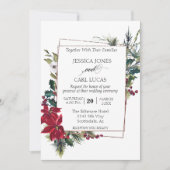 ポインセチア冬のクリスマスフローラフレームモダン 招待状 (正面)