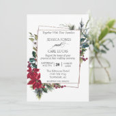 ポインセチア冬のクリスマスフローラフレームモダン 招待状 (スタンド正面)