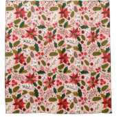 ポインセチア冬のシャワーカーテン シャワーカーテン (正面)