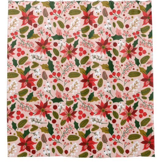 ポインセチア冬のシャワーカーテン シャワーカーテン (正面)