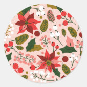 ポインセチア冬のホリデーシール ラウンドシール (正面)