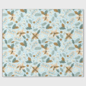 ポインセチア冬のホリデーラッピング紙インティール（緑がかった色） ラッピングペーパー (フラット)