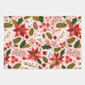 ポインセチア冬のホリデーラッピング紙 ラッピングペーパーシート (正面3)