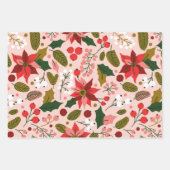 ポインセチア冬のホリデーラッピング紙 ラッピングペーパーシート (正面2)