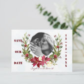 ポインセチア冬のリース結婚式の日付を保存 セーブザデート (スタンド正面)