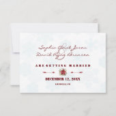 ポインセチア冬のリース結婚式の日付を保存 セーブザデート (裏面)