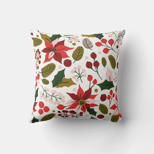 ポインセチア冬の休日の枕 クッション (裏面)