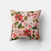 ポインセチア冬の休日の枕 クッション (裏面)