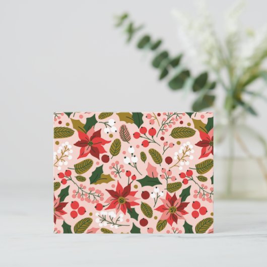 ポインセチア冬の休日はがき ポストカード (スタンド正面)