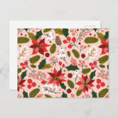 ポインセチア冬の休日はがき ポストカード (正面/裏面)