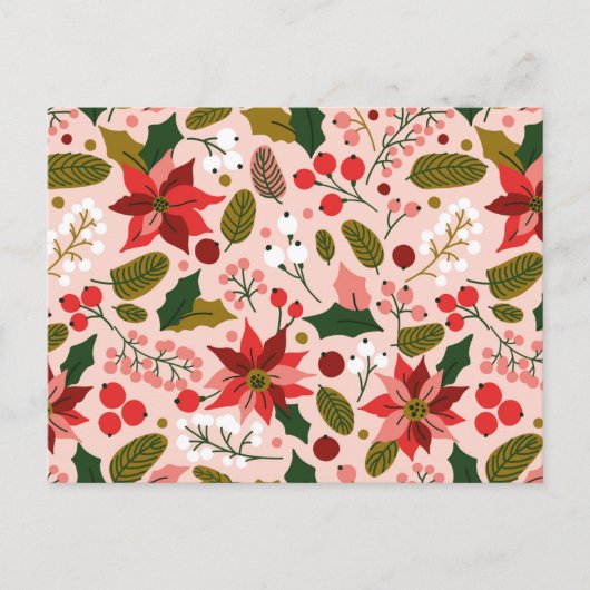 ポインセチア冬の休日はがき ポストカード (正面)