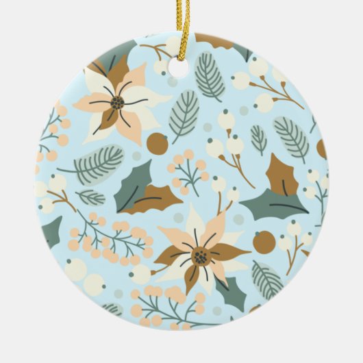 ポインセチア冬の休日オーナメント セラミックオーナメント (正面)