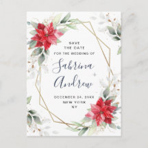 ポインセチア冬の緑の結婚式の日付を保存