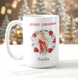 ポインセチア冬バニー名クリスマスマグ コーヒーマグカップ