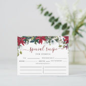 ポインセチア冬フローラブライダルシャワーレシピカード ポストカード (スタンド正面)