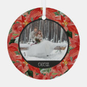 ポインセチア冬 |記念品ガラスの写真と年 ガラスオーナメント (裏面)