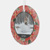 ポインセチア冬 |記念品ガラスの写真と年 ガラスオーナメント (正面左)