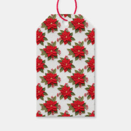 ポインセチア刺繍クリスマス休日のフェルト ギフトタグ