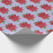 ポインセチア包装紙 – ラベンダーの背景 ラッピングペーパー (角)