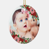 ポインセチア及びバラ|のベビーの初めてのクリスマス セラミックオーナメント (右)