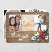 ポインセチア喜びへ世界4写真テンプレート シーズンカード (正面/裏面)