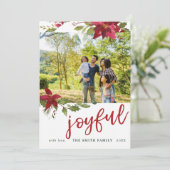 ポインセチア喜びクリスマスフォトホリデーカード シーズンカード (スタンド正面)