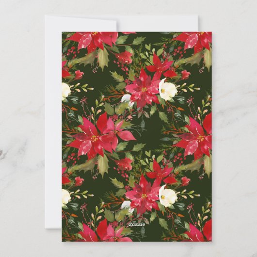 ポインセチア喜びクリスマスフォトホリデーカード シーズンカード (裏面)