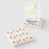 ポインセチア大理石コースター ストーンコースター (横)