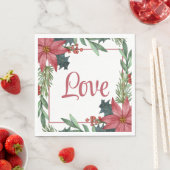 ポインセチア愛クリスマス冬の結婚式 スタンダードランチョンナプキン (インサイチュ)
