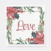 ポインセチア愛クリスマス冬の結婚式 スタンダードランチョンナプキン (正面)