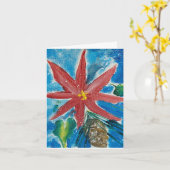 ポインセチア折り畳みグリーティングカード カード (黄色い花)