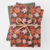 ポインセチア折り返し紙セット(3枚) ラッピングペーパーシート (インサイチュ)