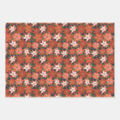 ポインセチア折り返し紙セット(3枚) ラッピングペーパーシート (正面)