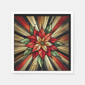 ポインセチア星フェスティバルステンドグラスのデコパージュ スタンダードカクテルナプキン (正面)